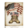 Patriotic Bald Eagle with Flaming Star Canvas Wall Art Framed, Light Oak Frame, USA Flag Themed Decor, 4th of July Gift for Veterans & Patriotic Home