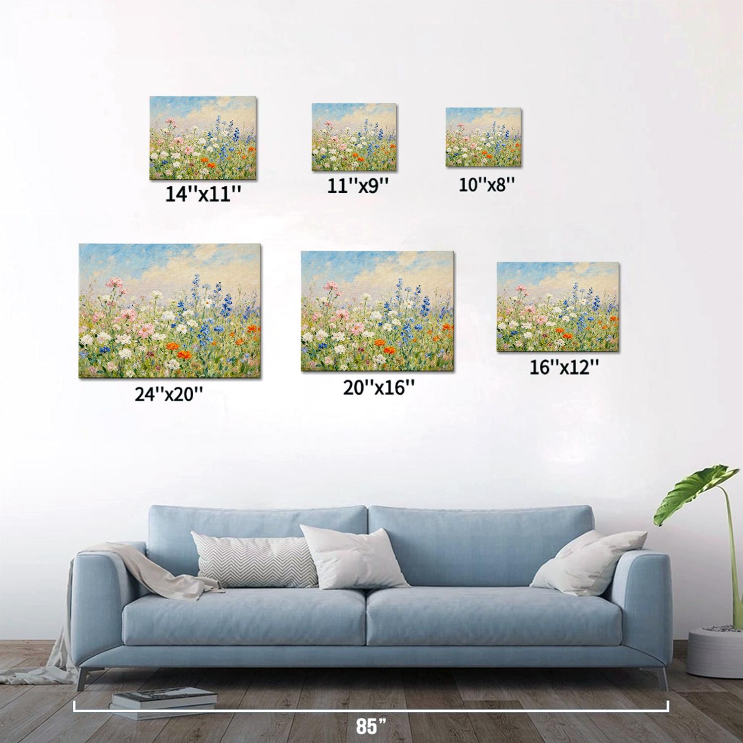 different size wall art canvas painting depicts a gorgeous sea of ​​flowers