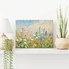 wall art canvas painting on the table depicts a gorgeous sea of ​​flowers