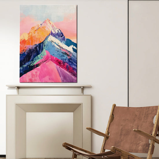 abstract colorful mountains wall art painting in the living room