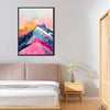 black frame abstract colorful mountains wall art canvas in the bedroom