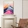 gold frame abstract colorful mountains wall art painting in the living room