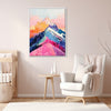 white frame abstract colorful mountains wall art painting inthe living room