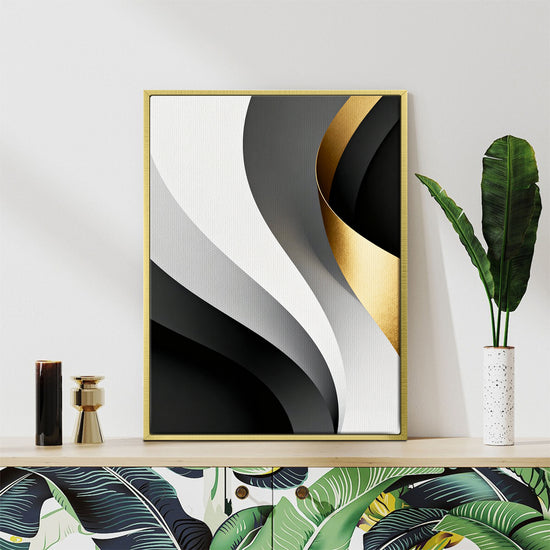 gold frame wall art canvas modern abstract lines 