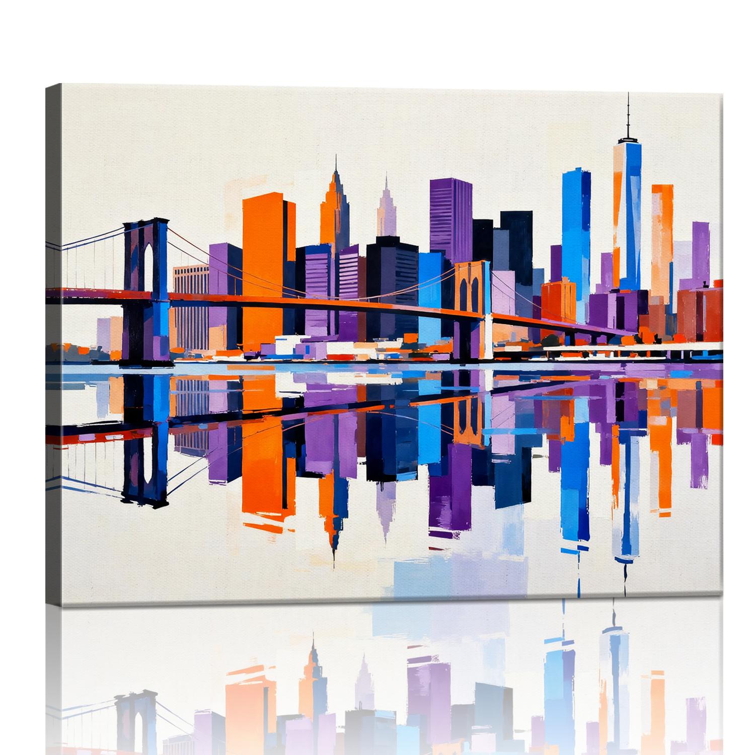 wall art canvas painting depicts city skylines