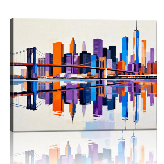 wall art canvas painting depicts city skylines