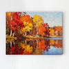 wall art painting depicting the beautiful scenery of the lakeside in autumn