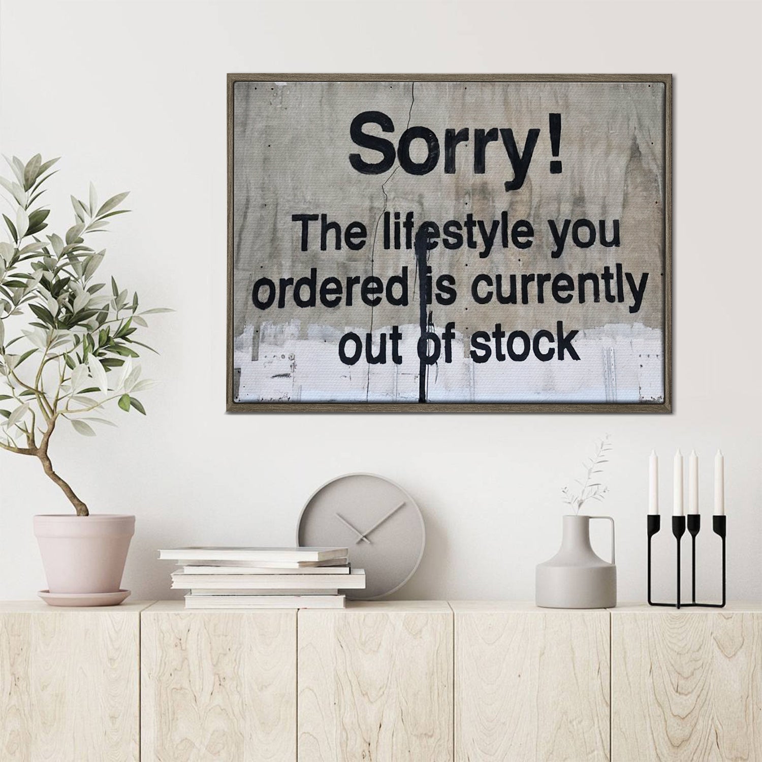 coffee frame banksys statement canvas print in the living room