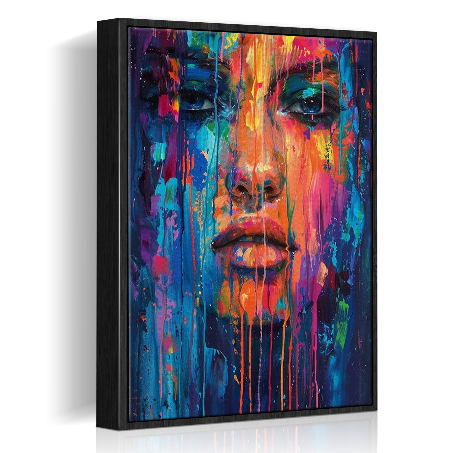 black frame abstract beautiful woman wall art canvas