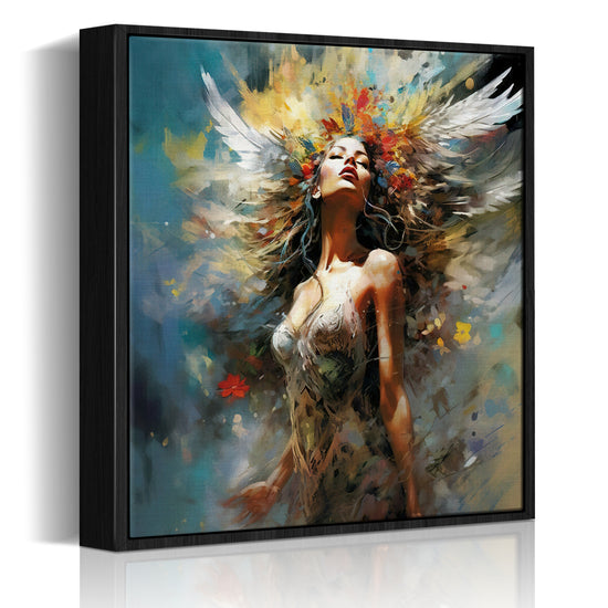 black frame flower goddess wall art canvas