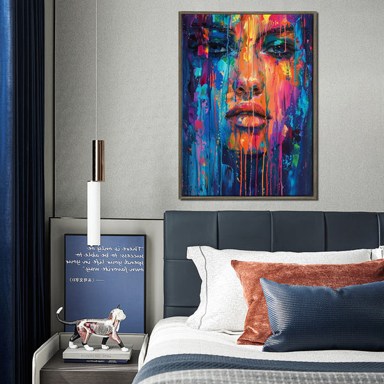 coffee frame abstract beautiful woman art canvas above the bed