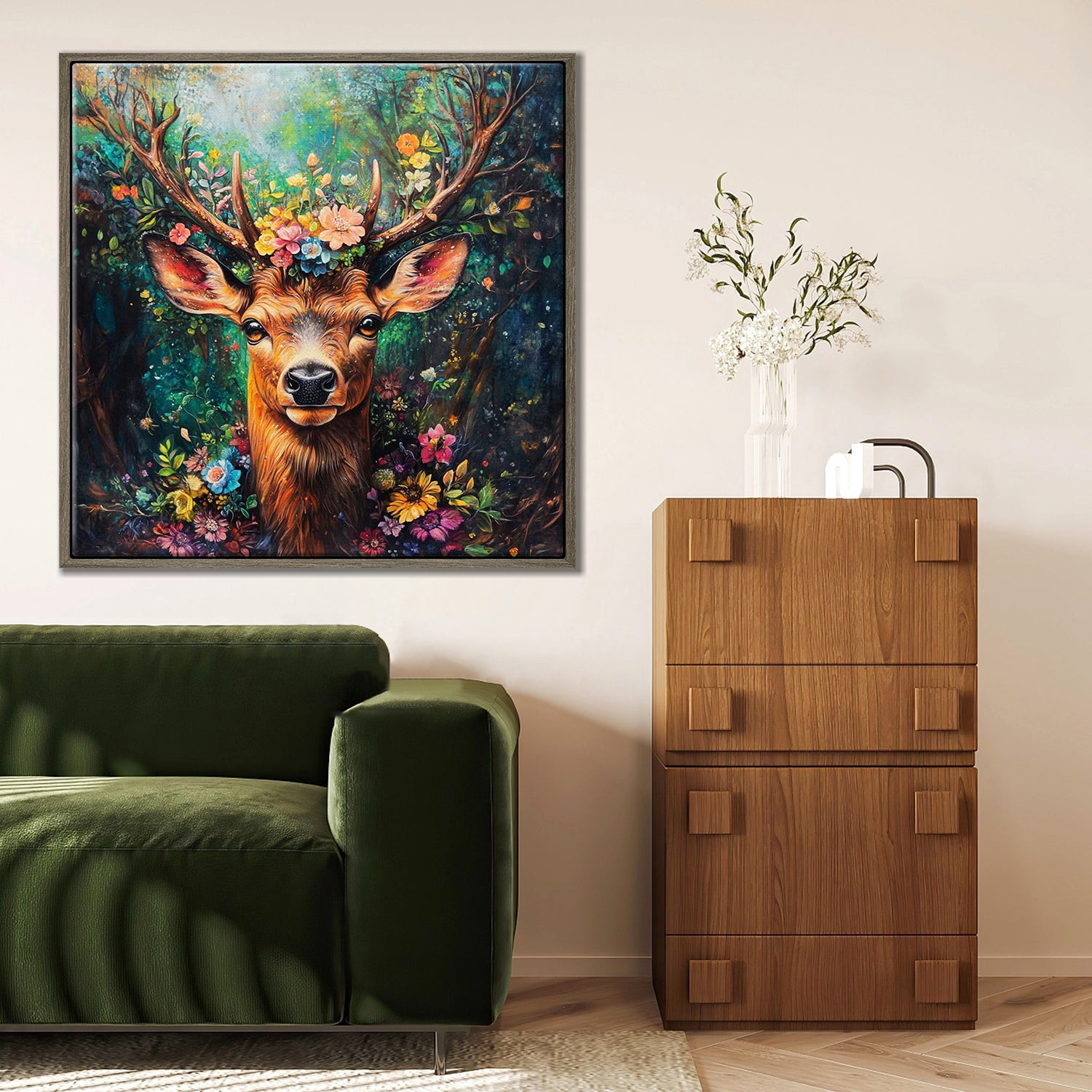 coffee frame deer wall art decor painting above the sofa