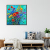 coffee frame wall art canvas painting depicts a gorgeous and colorful bouquet of flowers.