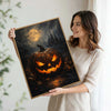 Glowing Jack O Lantern Haunted Castle Full Moon Halloween Canvas Wall Art