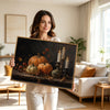 Dark Moody Fall Pumpkin Candle Still Life Vintage Farmhouse Canvas Wall Art