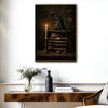 Dark Academia Witch Hat Old Books Candle Halloween Canvas Wall Art