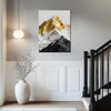 wall art canvas shows a snowy mountain with its summit covered in gold