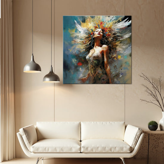 flower goddess wall art canvas in the living room