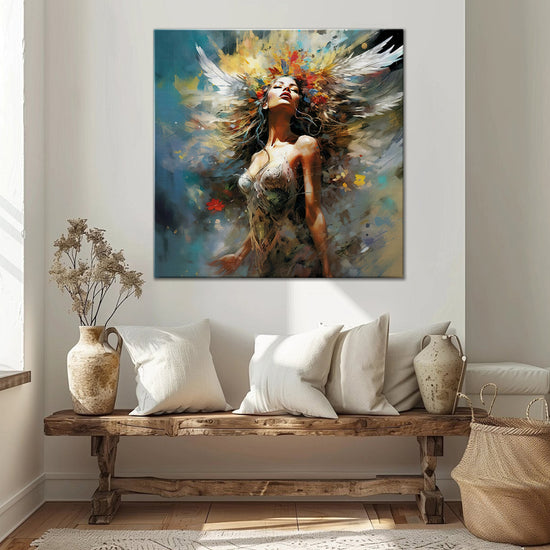 flower goddess wall art canvas in the living room