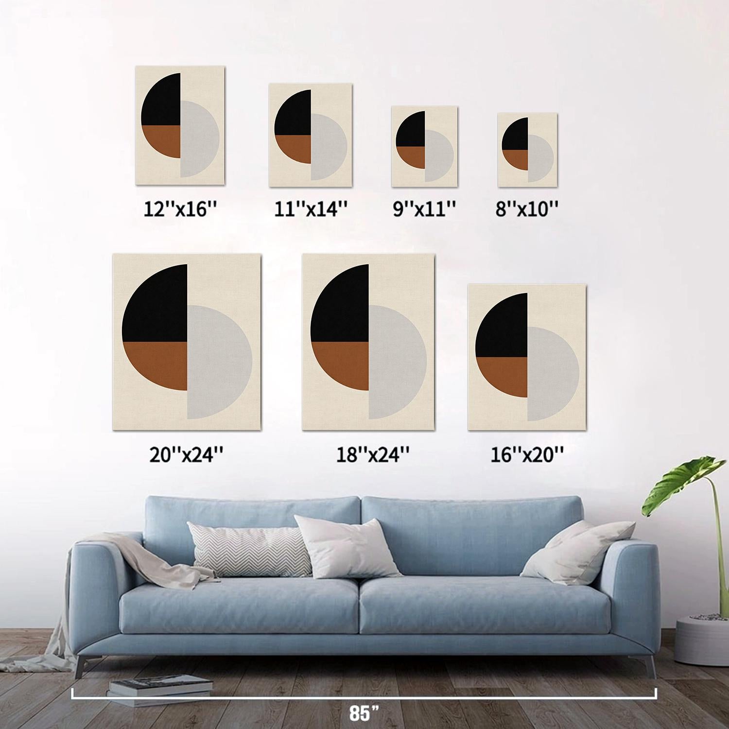 different size wall art canvas geometric circular minimalism