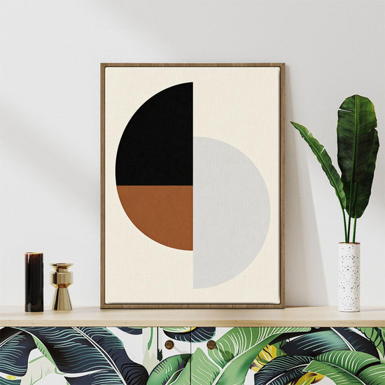 light oak color frame wall art canvas geometric circular minimalism