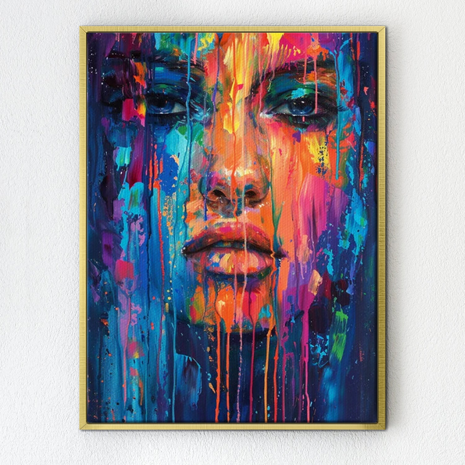 gold frame abstract beautiful woman art canvas