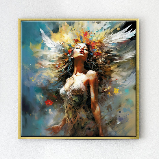 gold frame flower goddess wall art painting