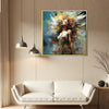 gold frame flower goddess wall art painting above the sofa
