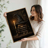 Dark Academia Witch Hat Old Books Candle Halloween Canvas Wall Art