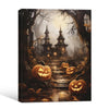 Spooky Haunted House Jack O Lantern Forest Halloween Canvas Wall Art