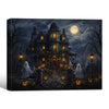 Full Moon Haunted House Ghost Jack O Lantern Halloween Canvas Wall Art