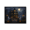 Full Moon Haunted House Ghost Jack O Lantern Halloween Canvas Wall Art