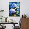 gold frame hydrangea wall art canvas next the dining table