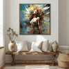 light oak color frame flower goddess wall art canvas in the living room