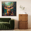 light oak frame deer wall art decor painting in the living room