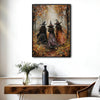 Three Vintage Witches Autumn Misty Forest Halloween Canvas Wall Art