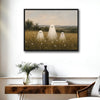 Three Cute Ghost Wild Daisy Meadow Vintage Farmhouse Halloween Canvas Wall Art