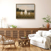 Three Cute Ghost Wild Daisy Meadow Vintage Farmhouse Halloween Canvas Wall Art