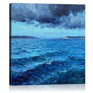 wall art canvas painting depicts rough sea scene