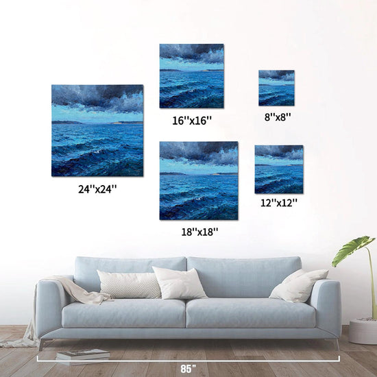 different size wall art canvas painting depicts rough sea scene