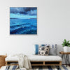 white frame wall art canvas painting depicts rough sea scene