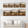 Vintage Farmhouse Pumpkin Field Cute Ghost Old Country House Halloween Canvas Wall Art