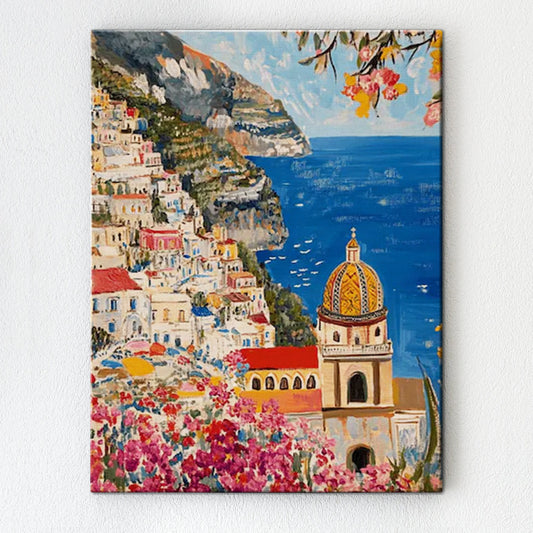 seaside town scenery wall art painting