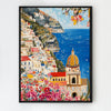 black frame seaside town scenery wall art painting 