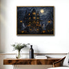 Full Moon Haunted House Ghost Jack O Lantern Halloween Canvas Wall Art