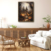Spooky Haunted House Jack O Lantern Forest Halloween Canvas Wall Art