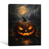 Glowing Jack O Lantern Haunted Castle Full Moon Halloween Canvas Wall Art