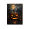 Glowing Jack O Lantern Haunted Castle Full Moon Halloween Canvas Wall Art