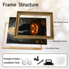 Three Black Cats Glowing Jack O Lantern Full Moon Forest Halloween Canvas Wall Art