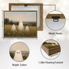 Three Cute Ghost Wild Daisy Meadow Vintage Farmhouse Halloween Canvas Wall Art